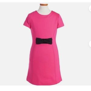 Kate Spade Cabaret Pink Dress Girl’s SZ 7 Skirt the Rules Black Bow Gold Zipper